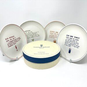 Pottery Barn Cocktails Defined Appetizer Plates Set of 4 Circa 2003 Stunning!
